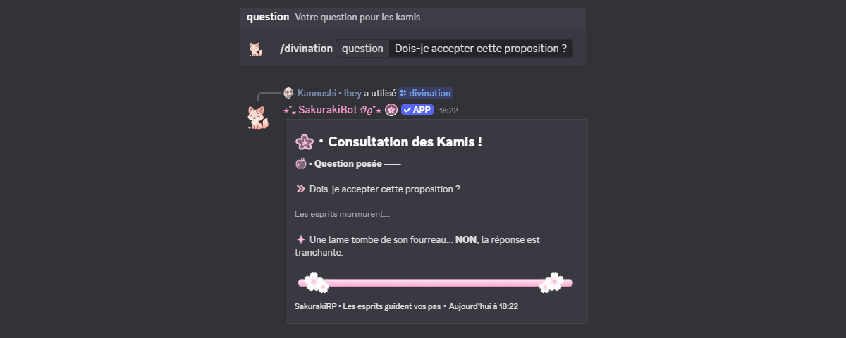 Aperçu de la commande /divination
