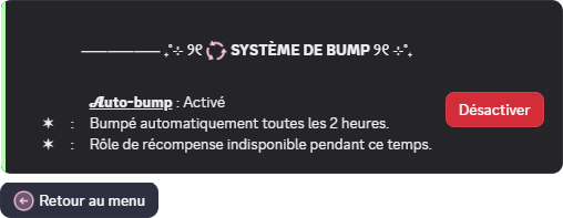 Activation de l'auto-bump dans le panneau de configuration