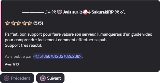 Avis d'un membre avec sa note en étoiles