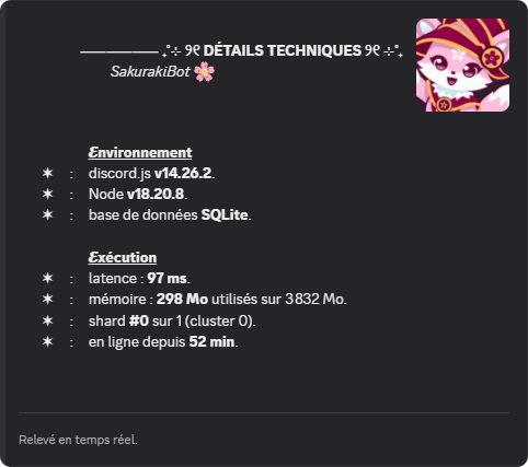 Environnement et état d'exécution de SakurakiBot